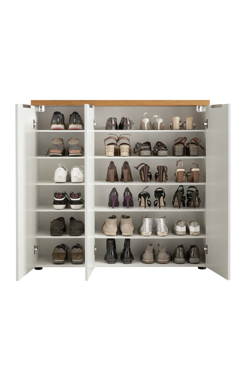 Composizione da ingresso formata da appendiabiti, cassapanca, madia 3 ante e specchio