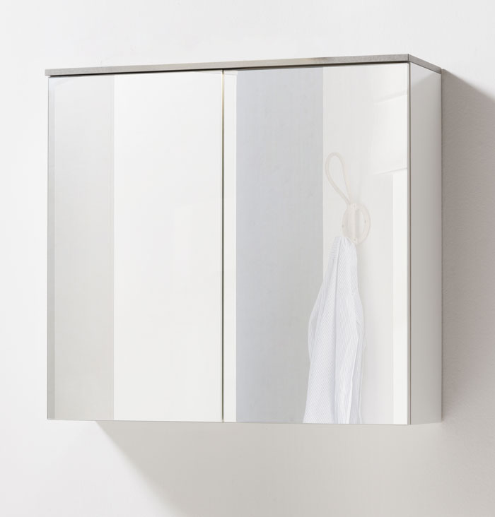 Bagno mobili moderni in finitura Bianco Laccato e top Grigio Cemento