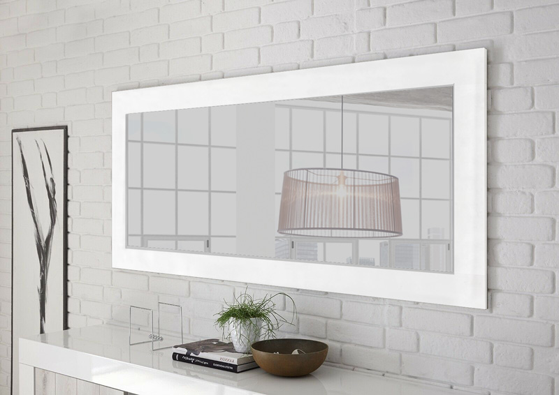 Specchiera rettangolare L.170 in finitura bianca lucida