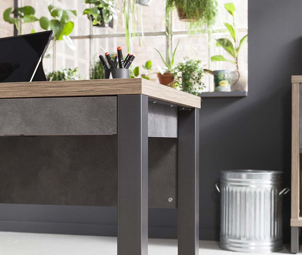 Ufficio completo Industry in finitura Rovere e Grigio smoke