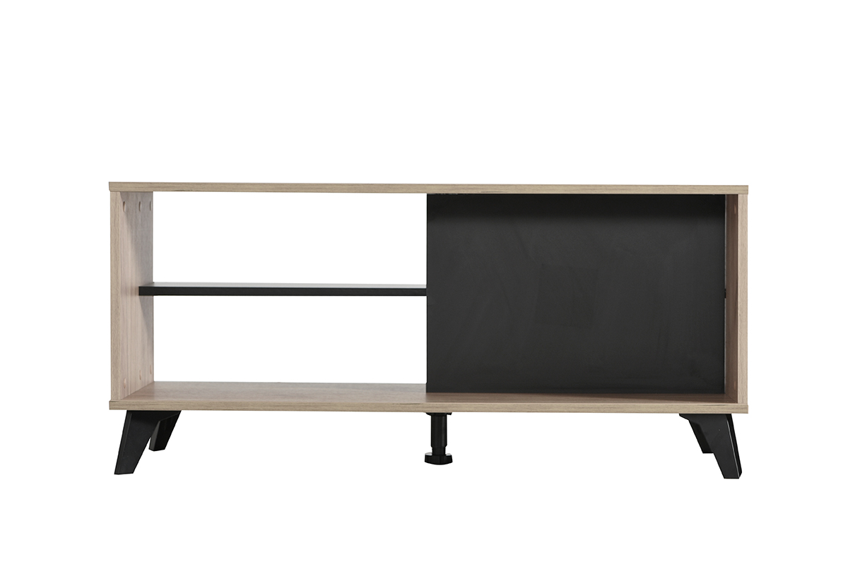 Tavolino soggiorno con piedini, finirura Rovere e Nero