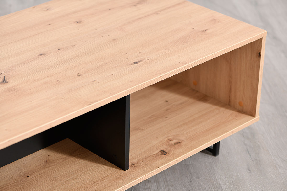 Tavolino industry soggiorno, finitura Rovere e Nero