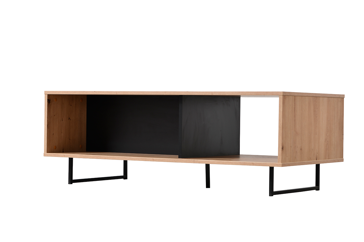 Tavolino industry soggiorno, finitura Rovere e Nero