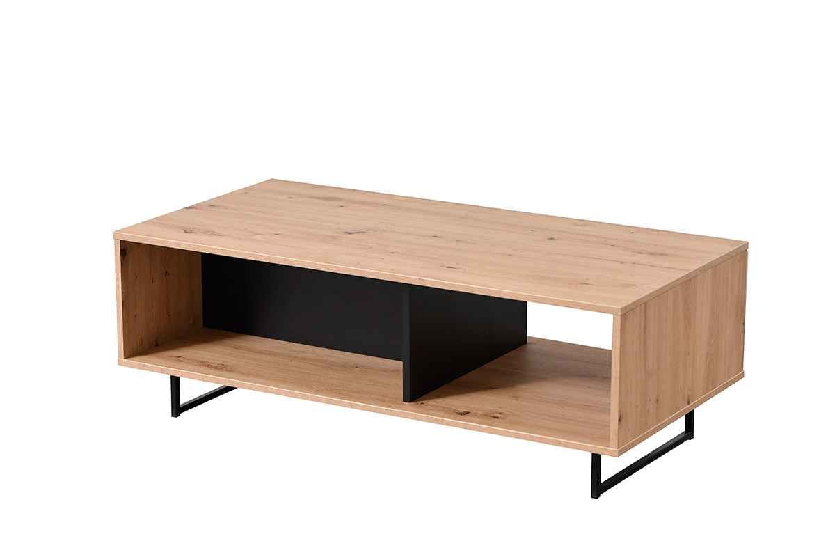 Tavolino industry soggiorno, finitura Rovere e Nero