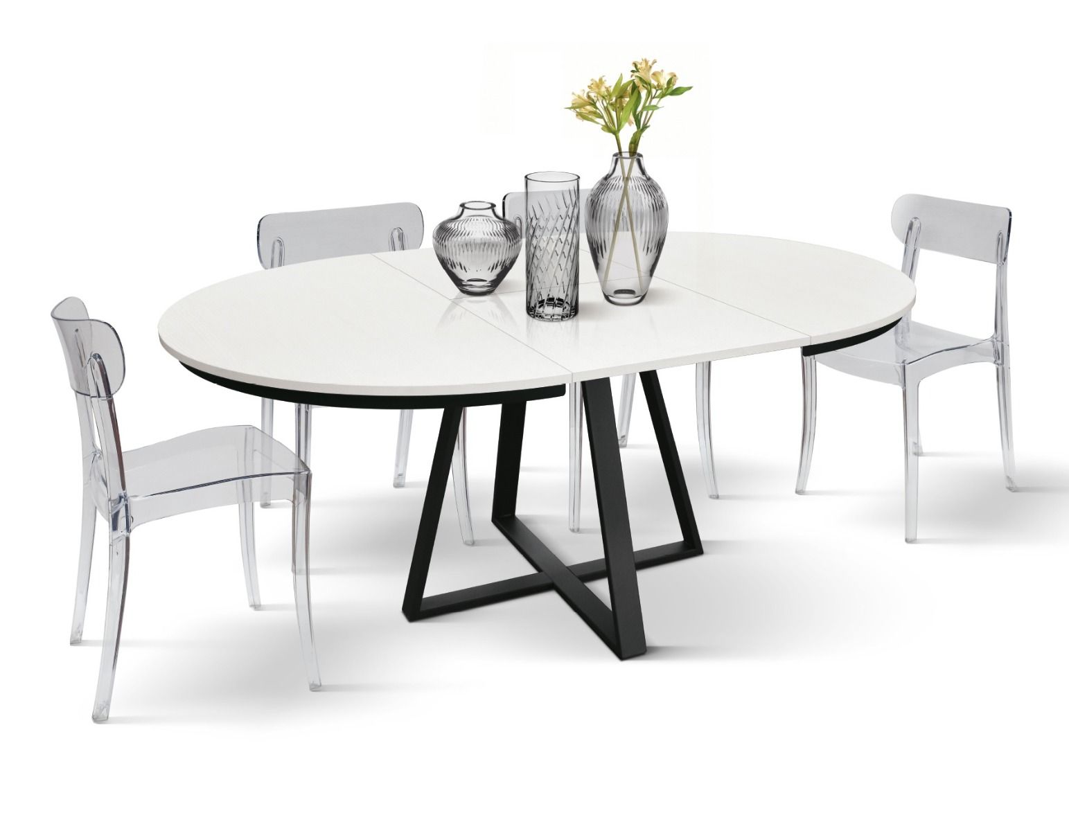 tavolo con base in metallo nero 