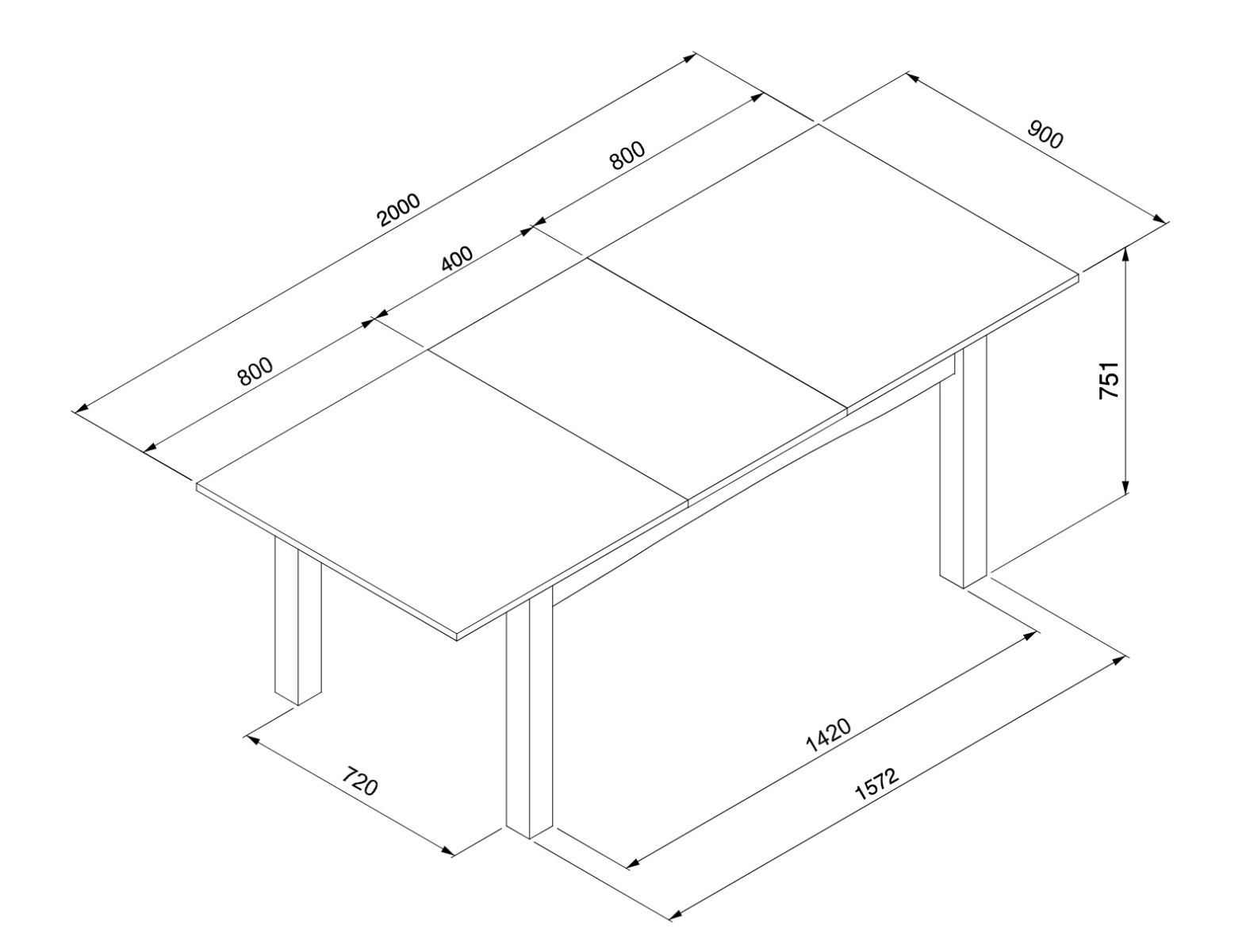 Tavolo contemporaneo allungabile L.160 finitura Bamboo