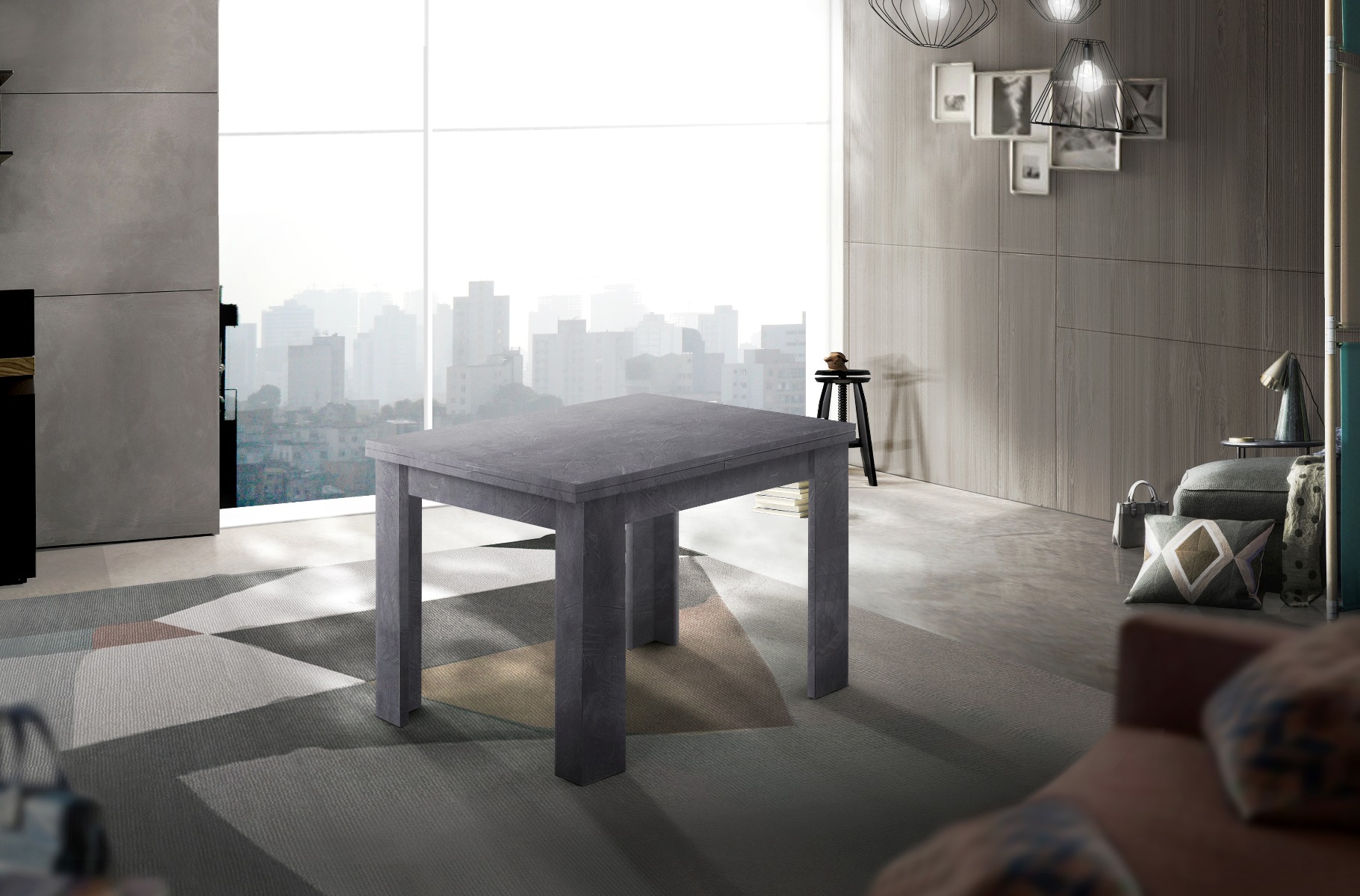 Tavolo quadrato 90x90 in finitura Ardesia con apertura a libro