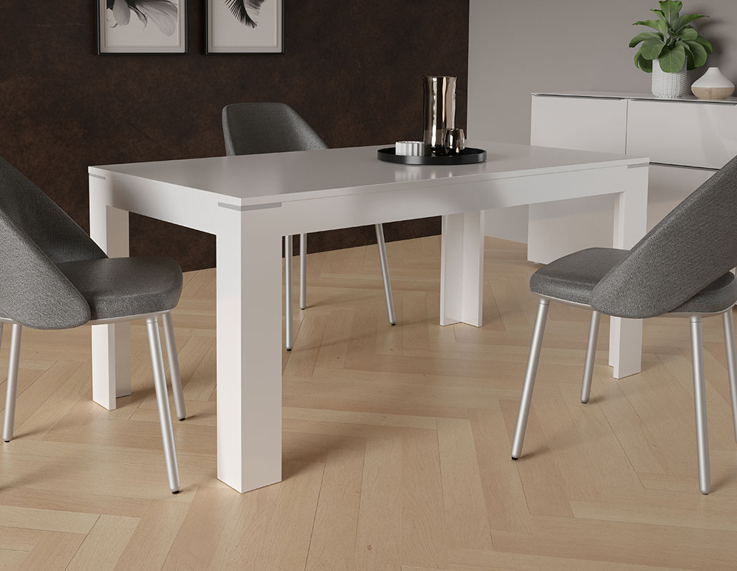 Tavolo bianco lucido allungabile, L.160