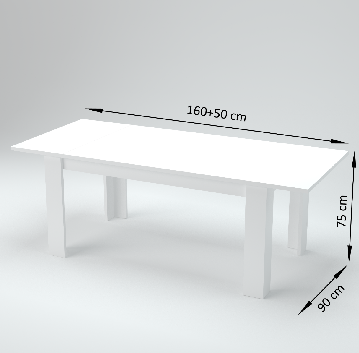 Tavolo moderno per interni, completo di allunga, finitura Larice Bianco L.160