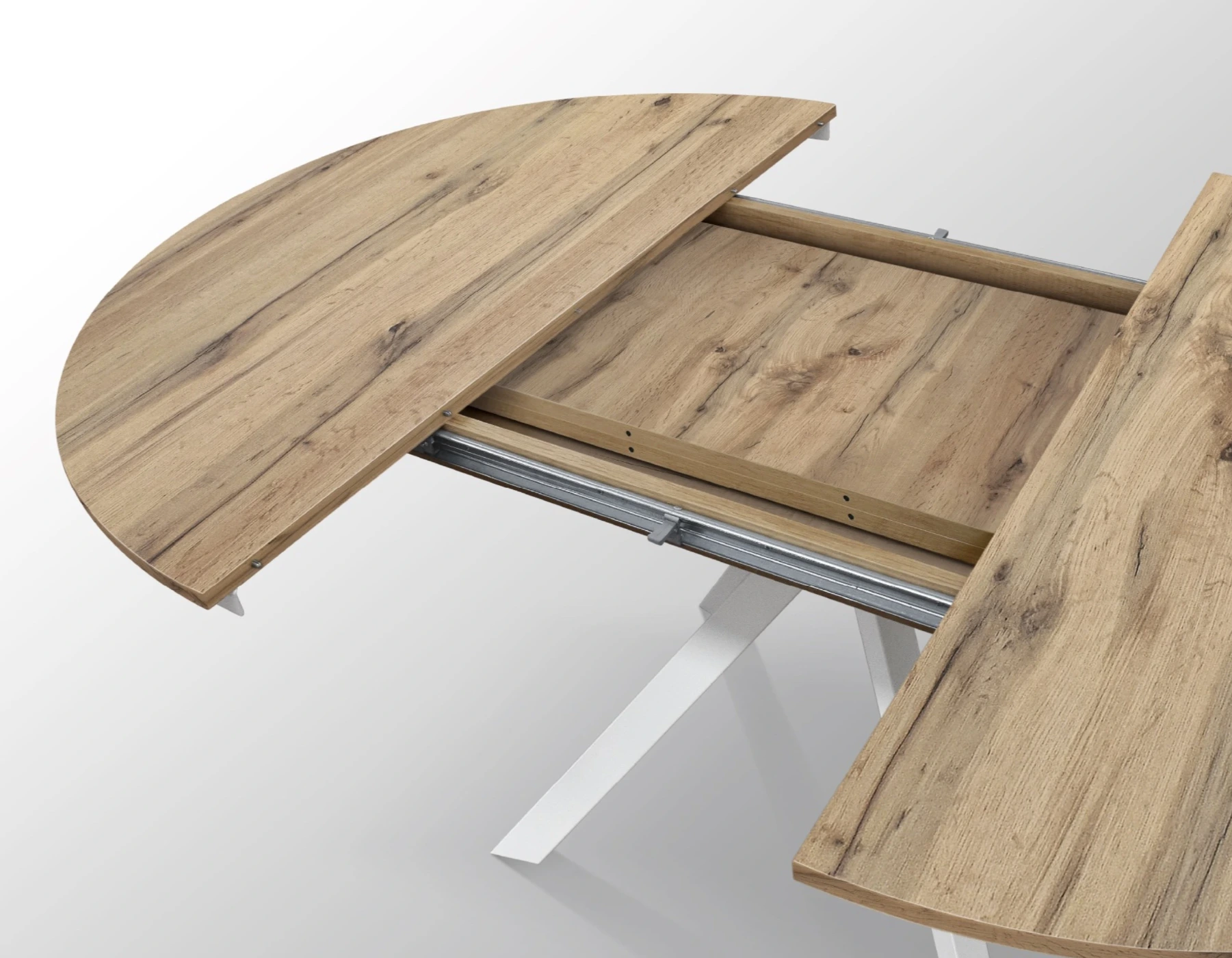 Tavolo rotondo colore rovere allungabile, moderno e di design 