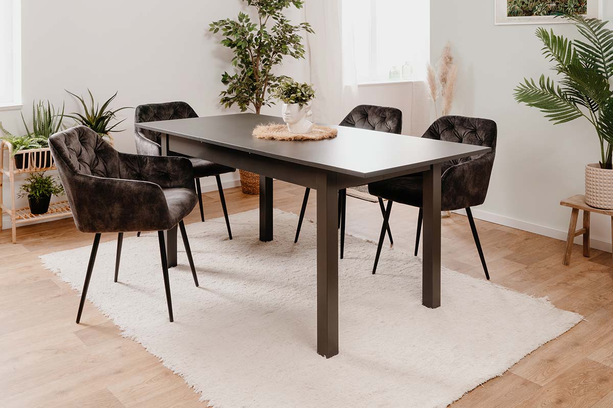 Sala completa in stile scandinavo in finitura grigio antracite 