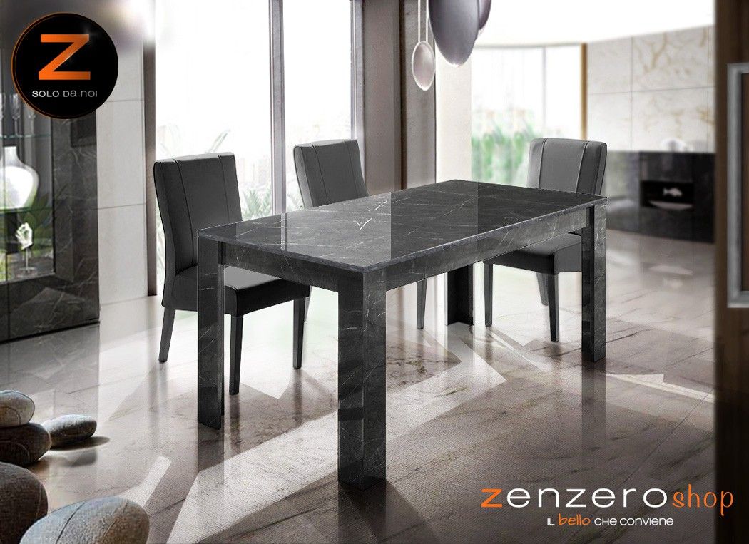 Tavolo in marmo allungabile, 180x90 cm, finitura effetto Marmo Lucido