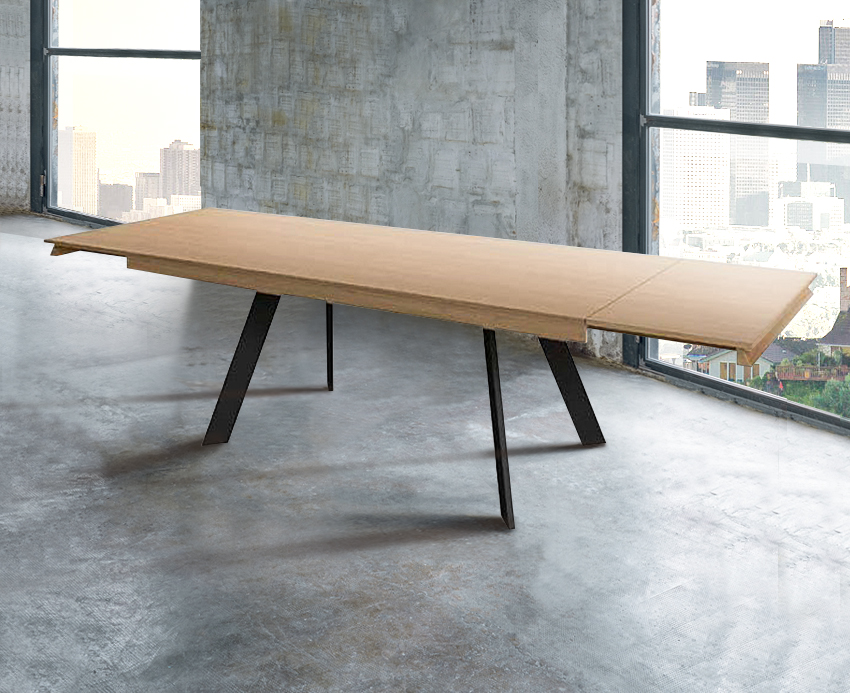 Tavolo moderno allungabile Oslo in finitura Noce gold e Grigio nero opaco