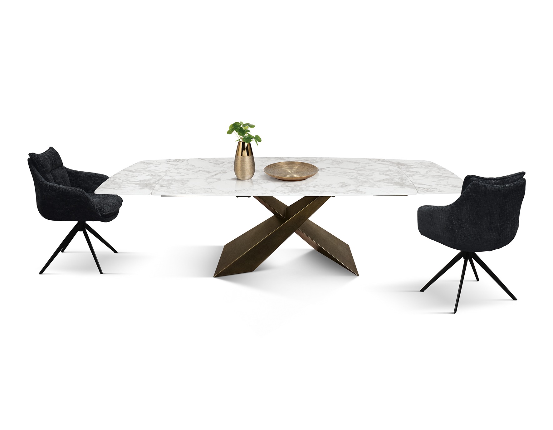 tavolo con gamba bronzo e piano in ceramica