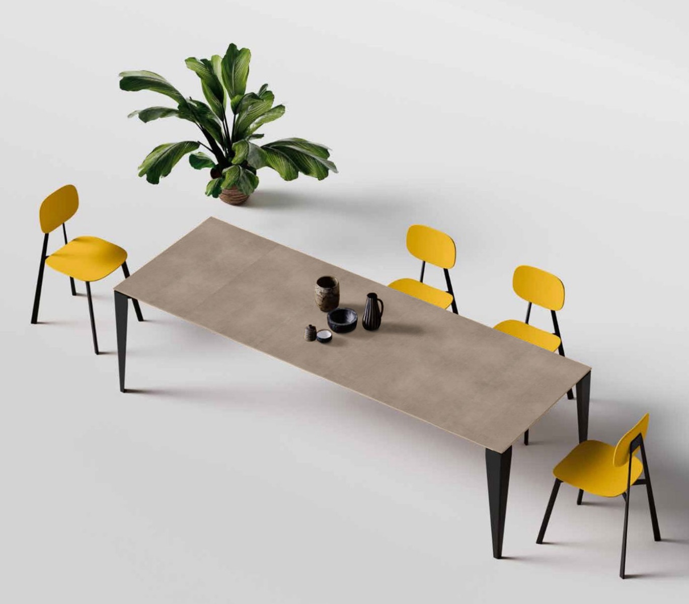 Tavolo di design L.130 allungabile, colore argilla, Made in Italy