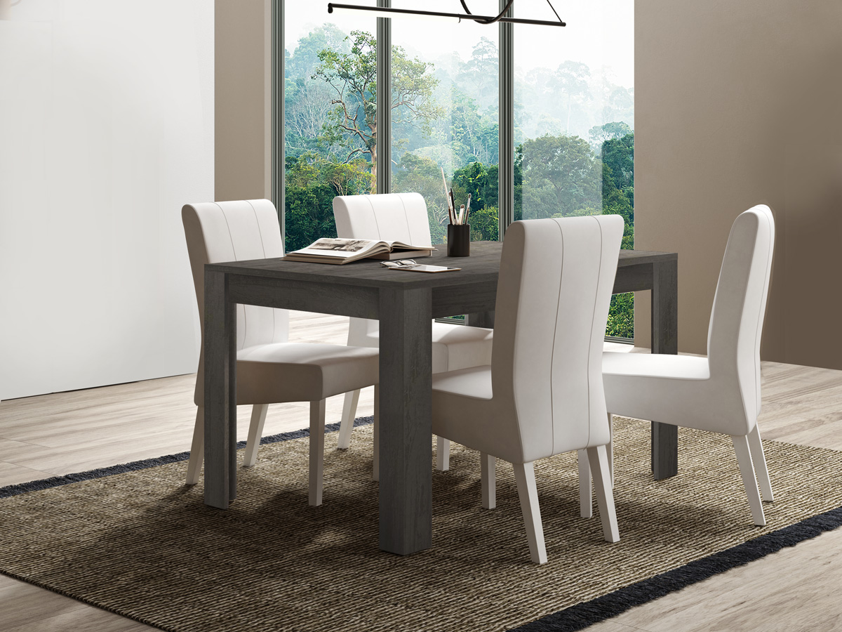 Soggiorno moderno, 1 madia,1 vetrina e 1 tavolo, Kadiz e Titanio Zenzero Shop