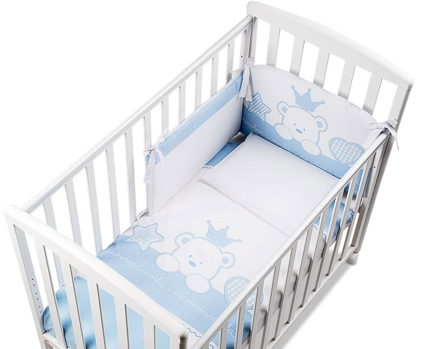 Culla moderna Baloo con ruote, finitura Choco con decori