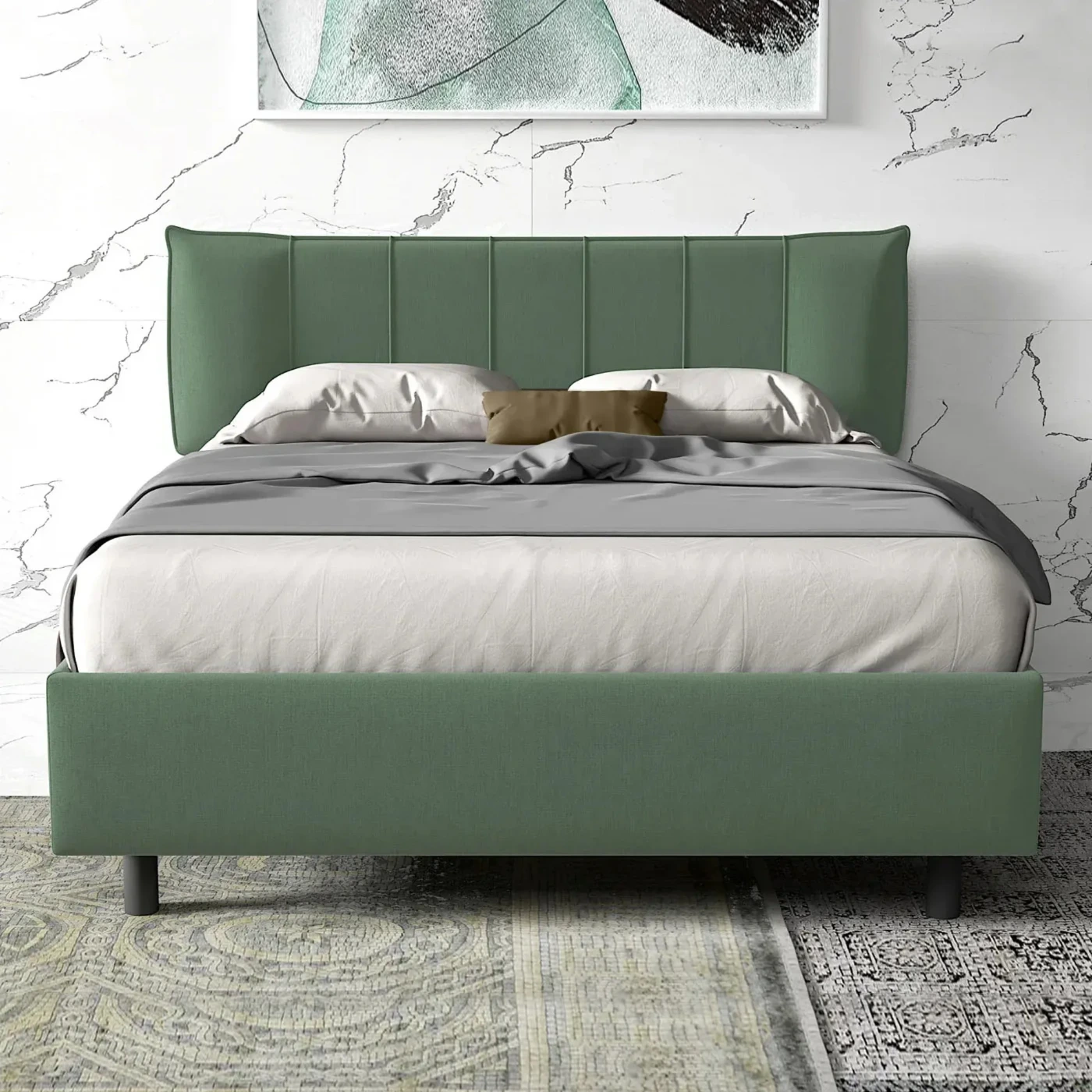 letto matrimoniale verde