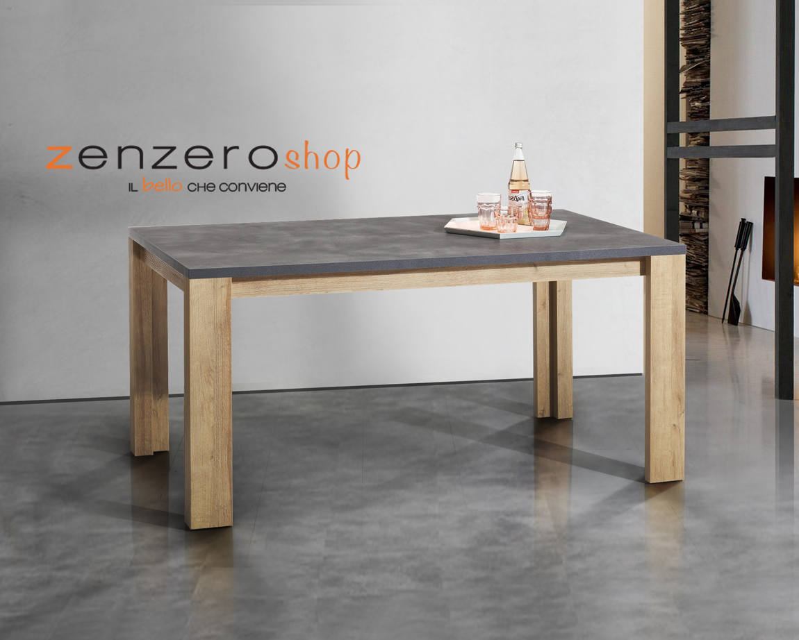 Tavolo moderno industry  in finitura Grigio smoke e Rovere