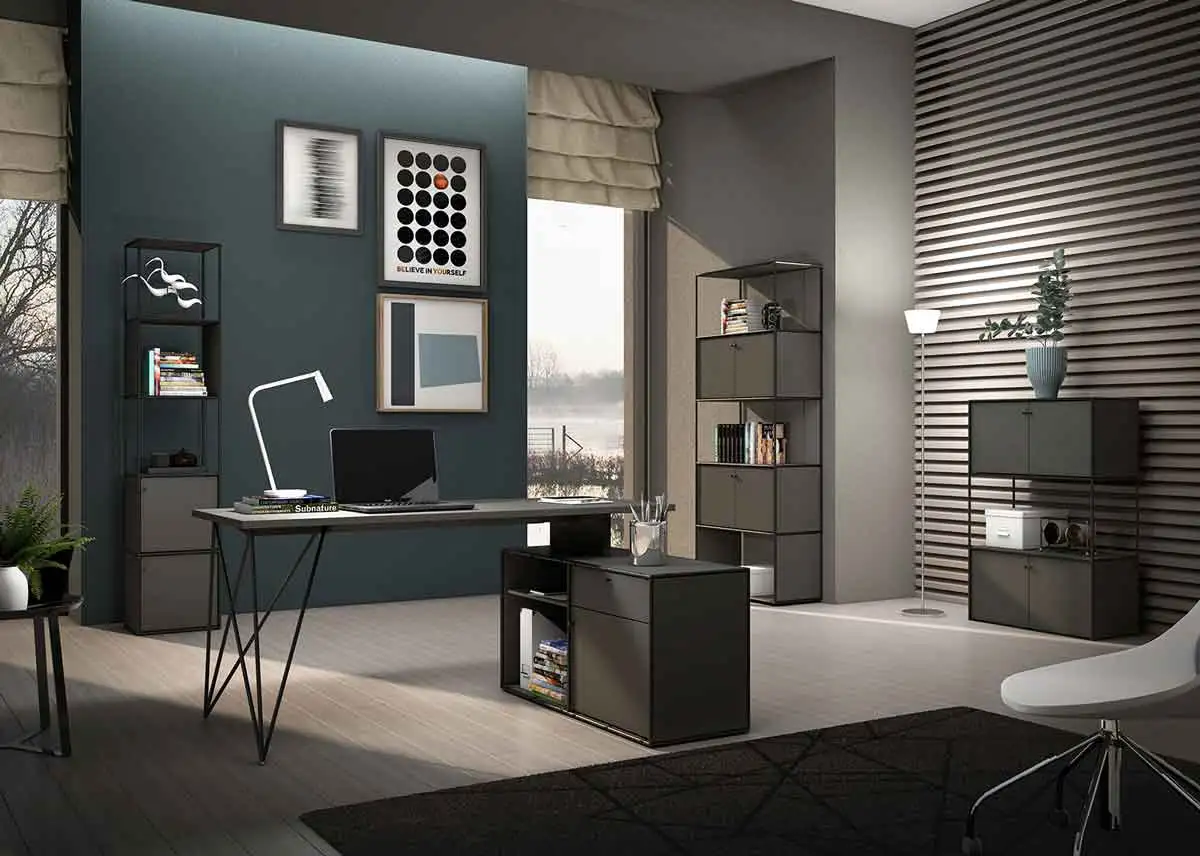 Libreria bassa da ufficio colore Grigio laccato