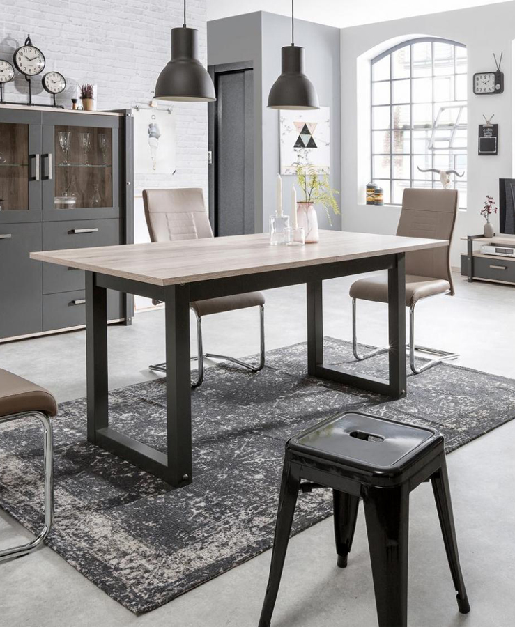 Tavolo industrial allungabile L.200 in finitura Quercia