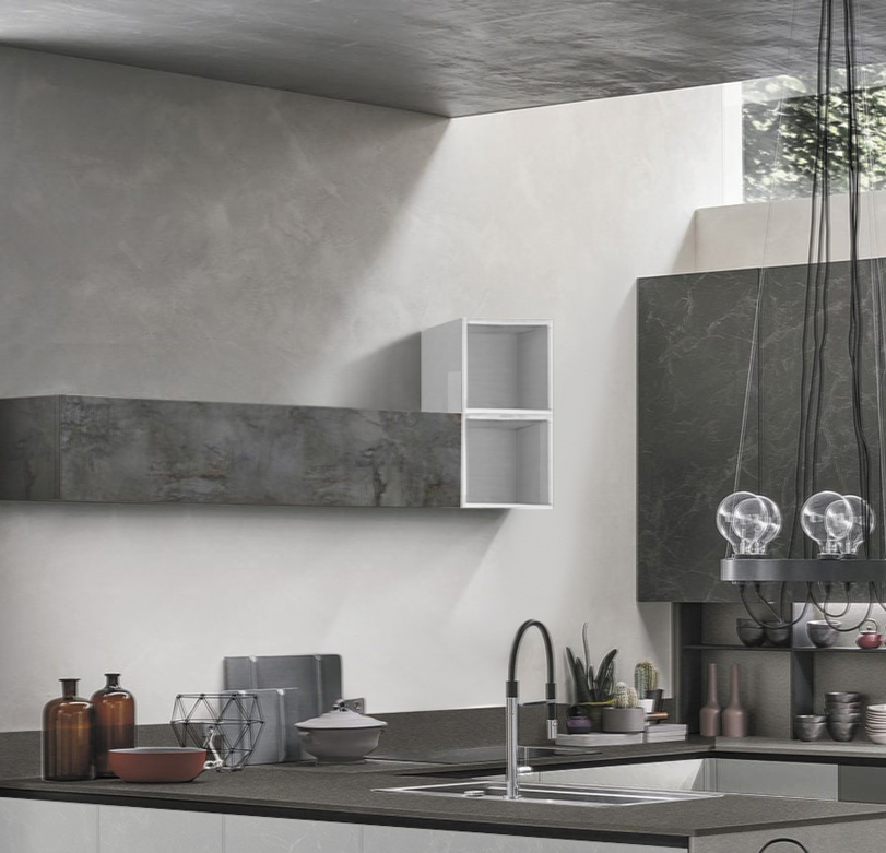 Vano a giorno per cucina, Bianco lucido