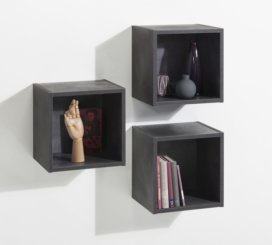 Set composto da 3 vani a giorno, finitura Grigio