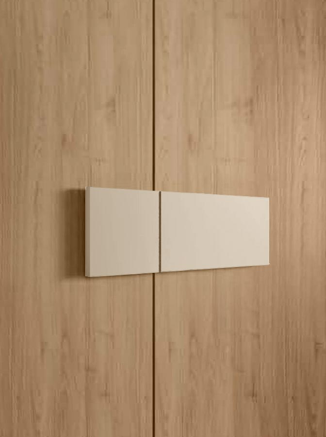 Armadio per camera letto con vano tv, Noce Biondo e Orzo