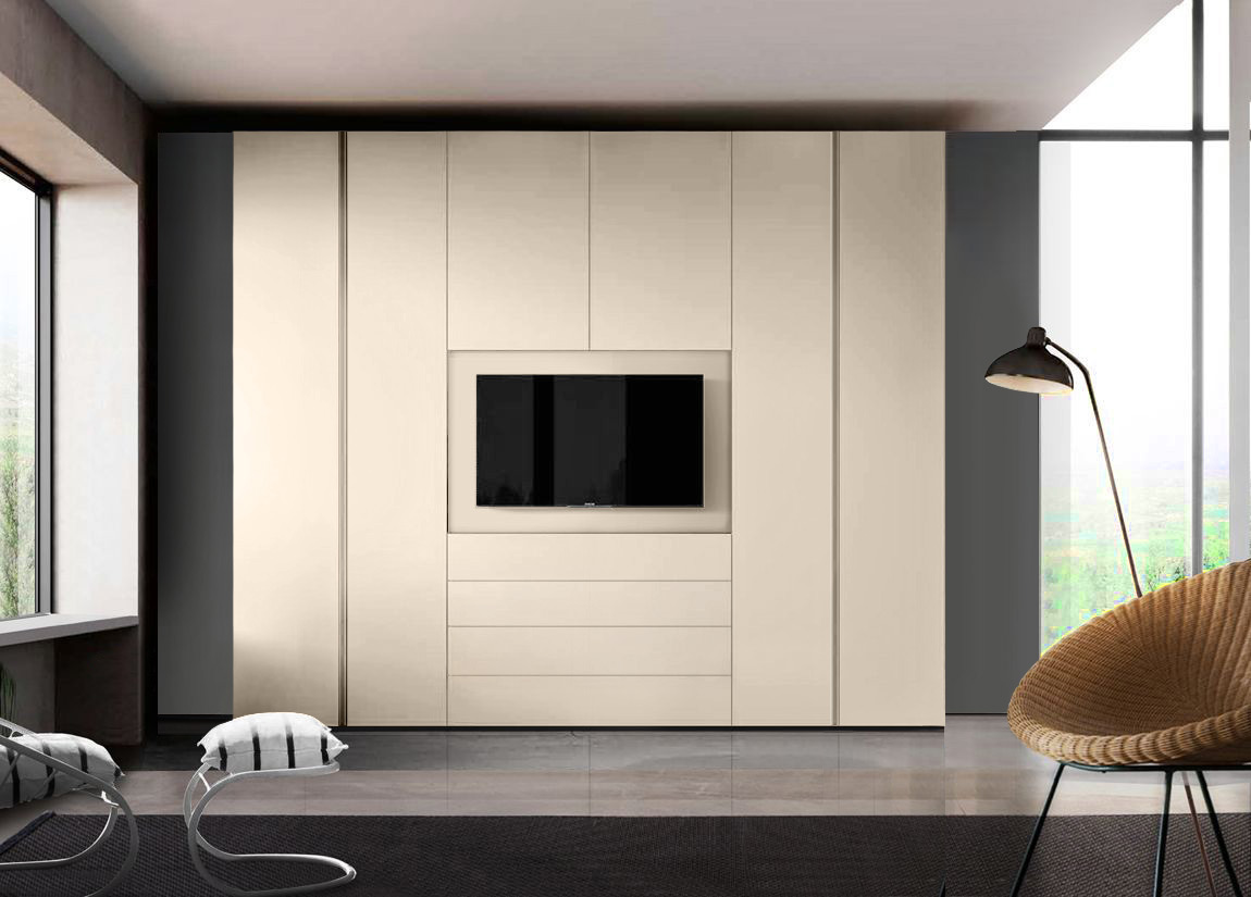 Armadio camera letto con vano tv, Orzo e Visone