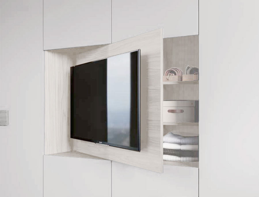 Armadio camera letto con vano tv, Bianco Opaco e Altea
