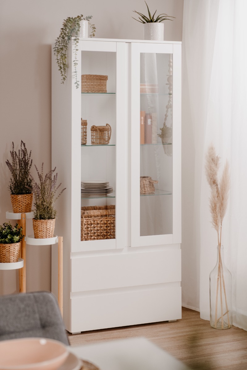 Elegante Vetrina moderna colore Bianco opaco