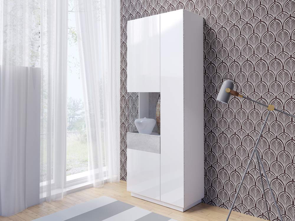 Vetrina moderna, colonna a 2 ante, altezza 207 cm