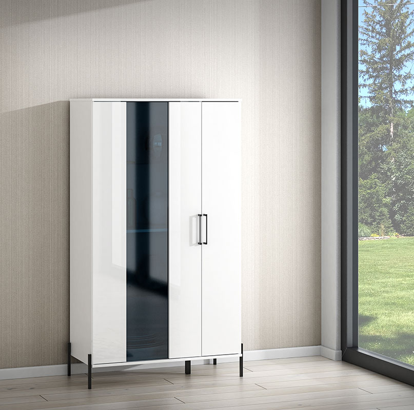 Soggiorno completo Bianco lucido con piedini neri