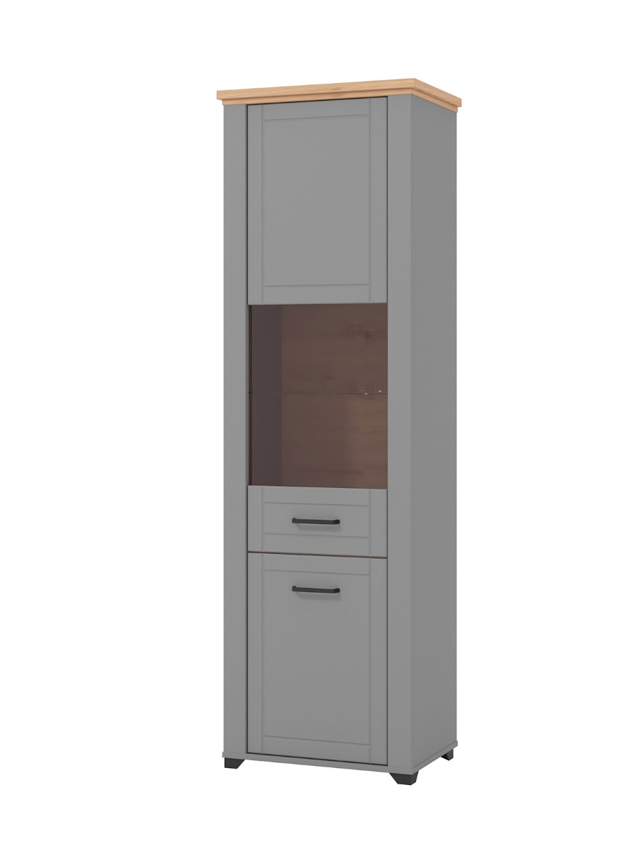 Vetrina colonna 2 ante, finitura Rovere e Carbone