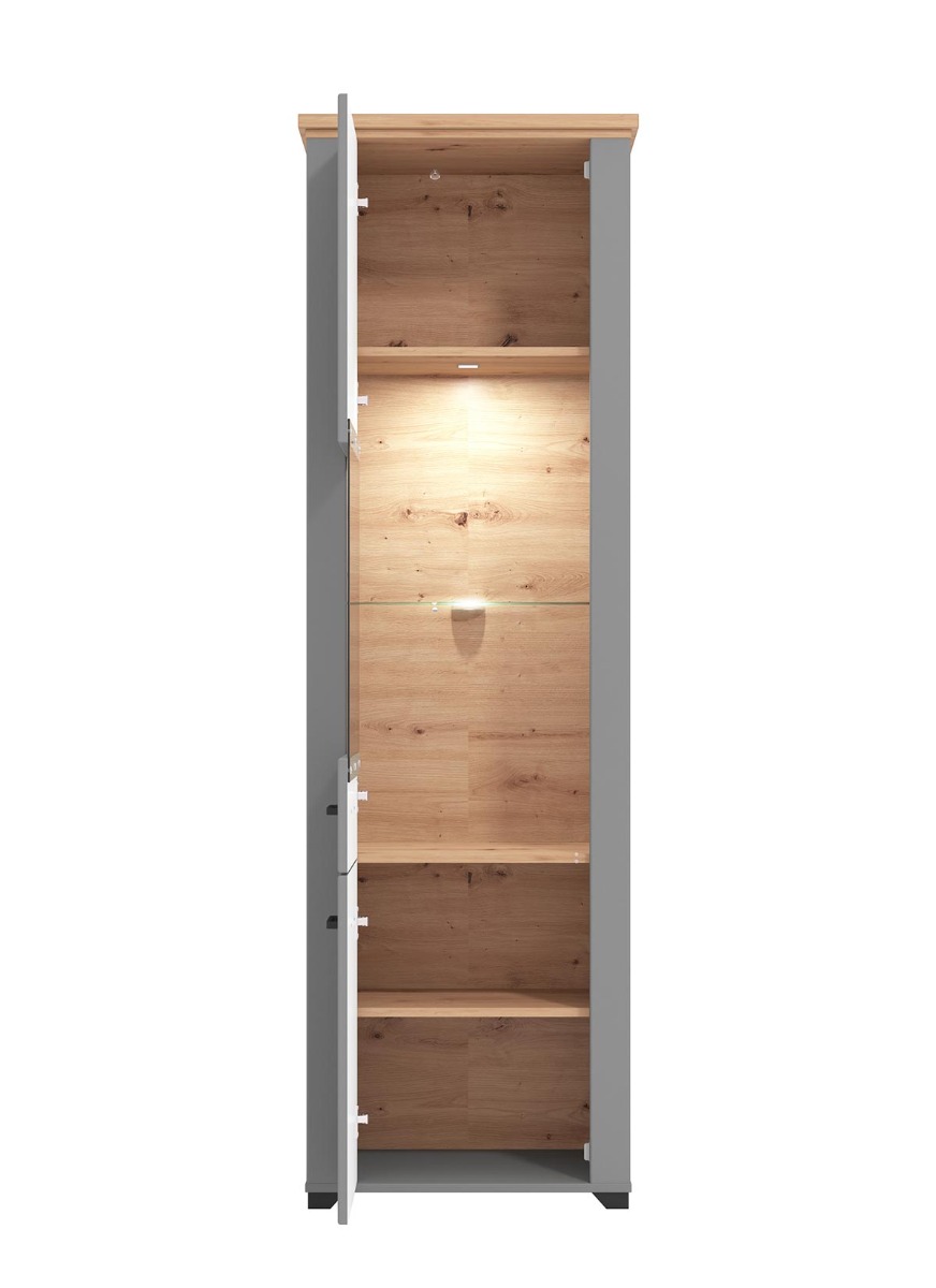 Vetrina colonna 2 ante, finitura Rovere e Carbone