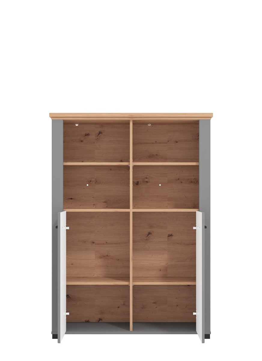 Vetrina contemporanea a 2 ante, finitura Rovere e Carbone