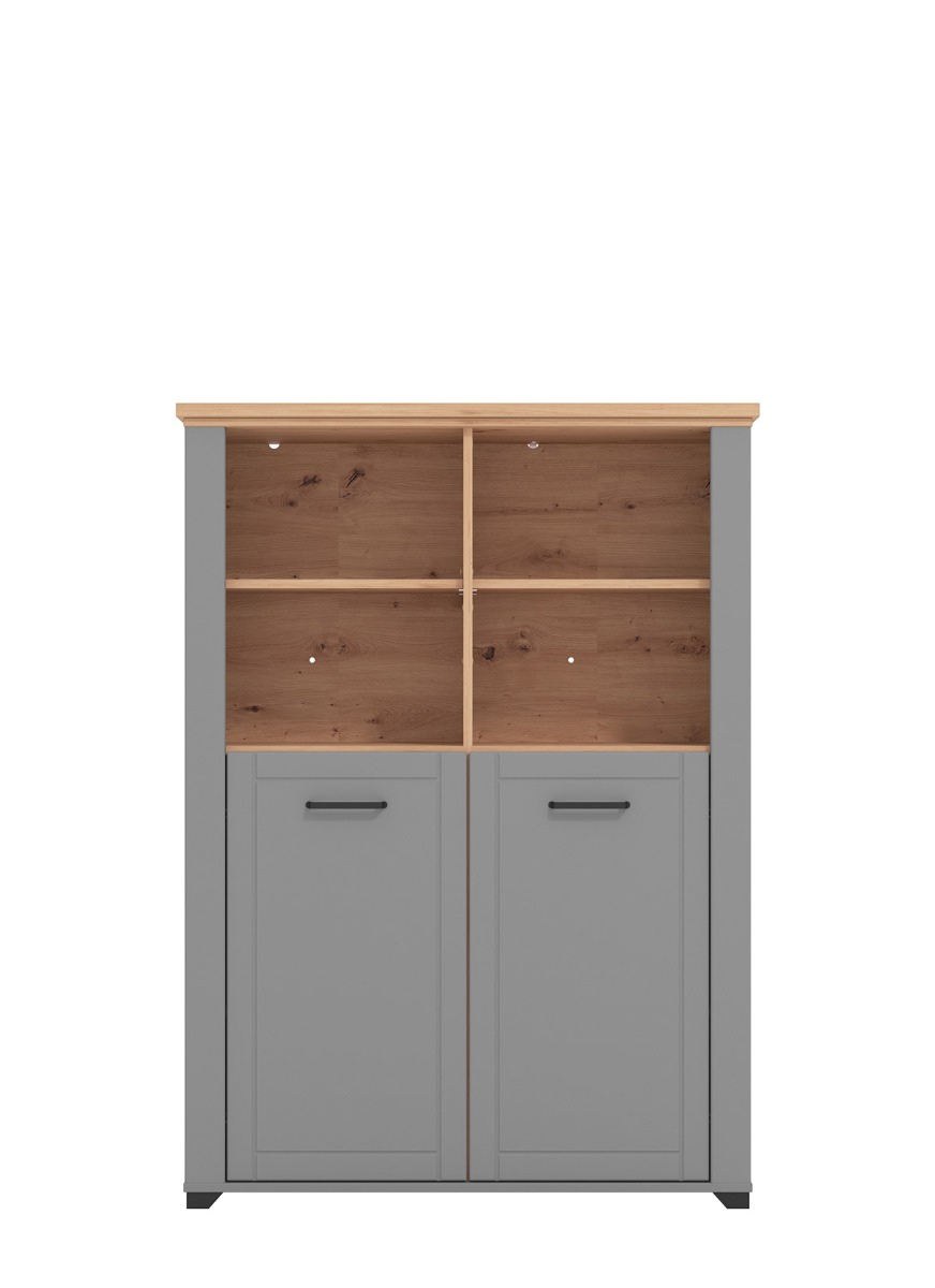 Vetrina contemporanea a 2 ante, finitura Rovere e Carbone