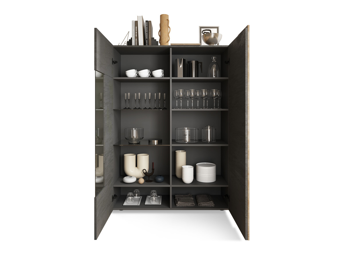 Vetrina moderna, 2 ante, Titanio e Kadiz