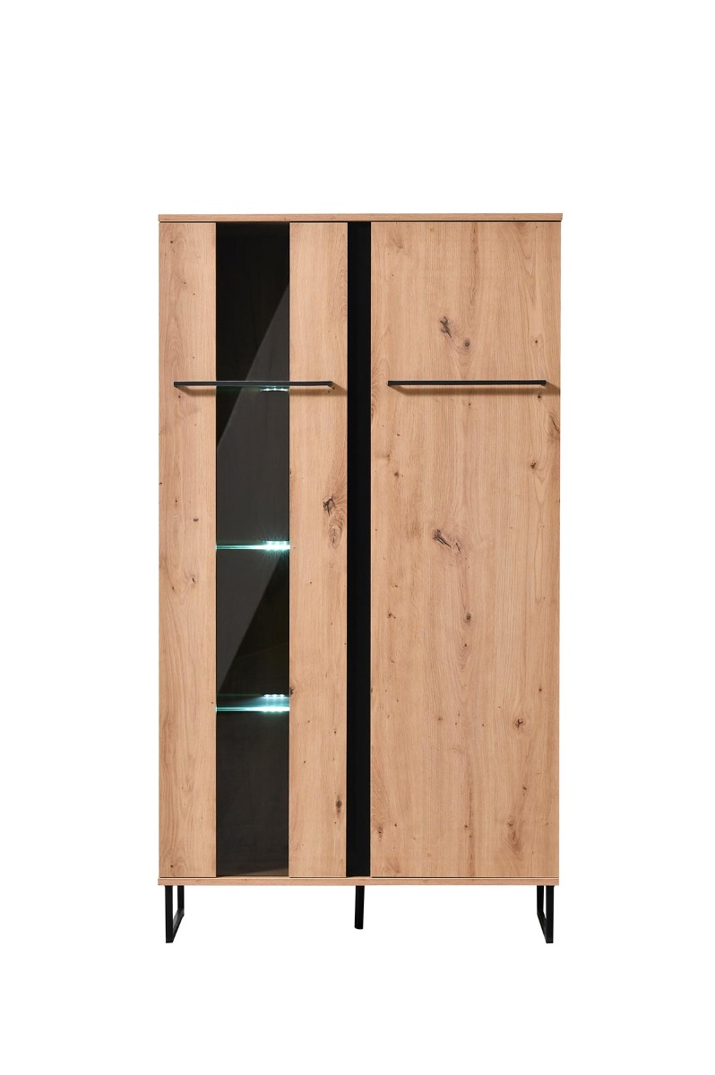 Vetrina industry scontata, finitura Rovere e Nero