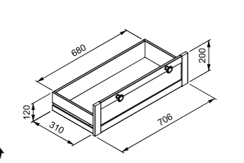 Vetrina 2 ante e 2 cassetti in finitura Grigio antracite