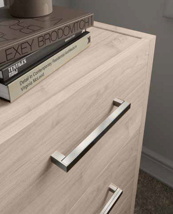 Set comò e comodini Olmo natura, maniglie in metallo