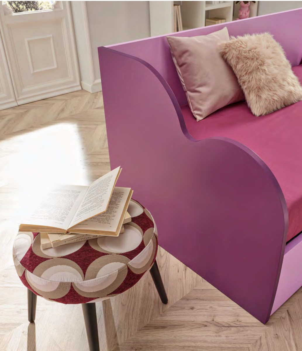 Divano letto Air Moretti Compact con contenitore, finitura Lampone e Lilla