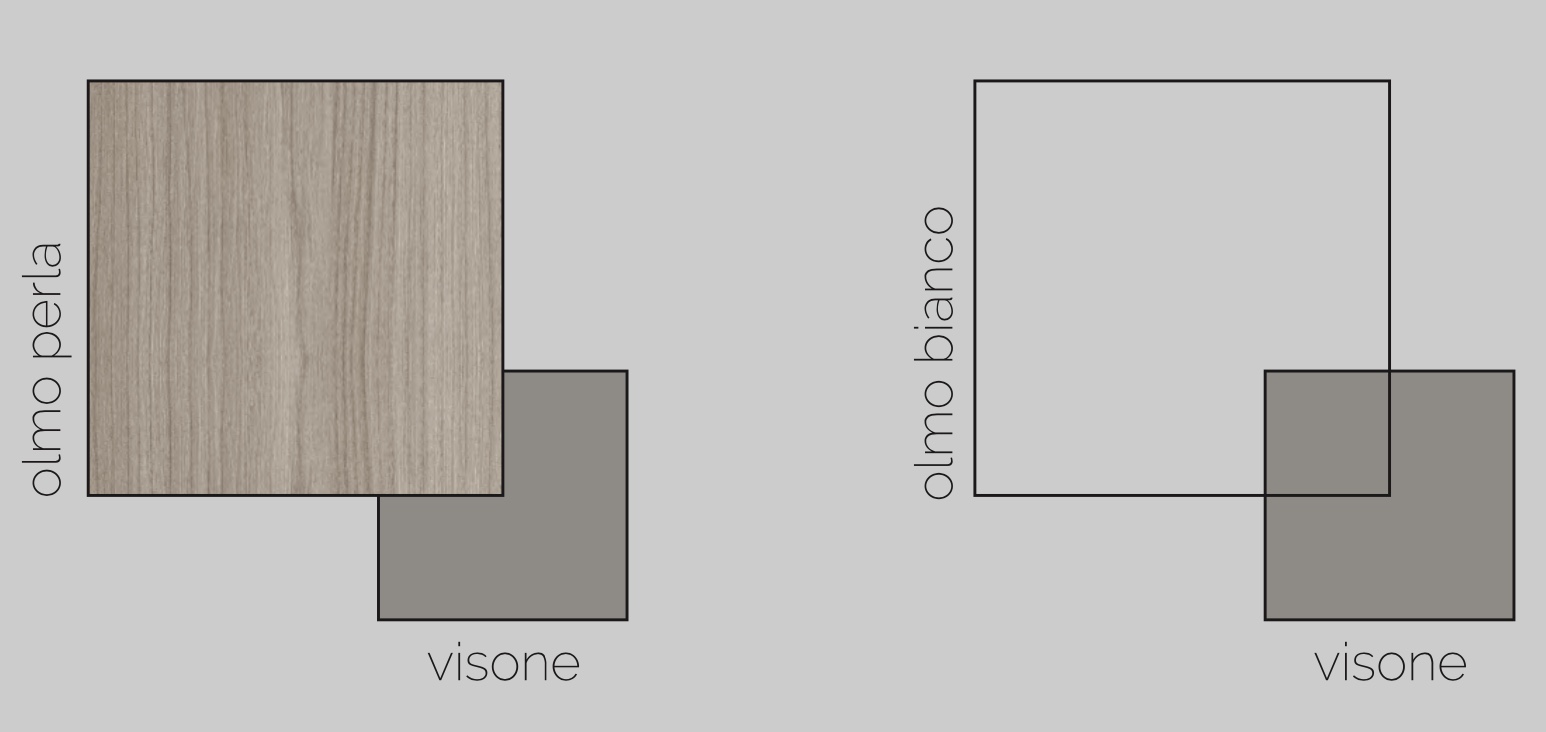 Comò moderno, Olmo Bianco con dettagli visone, Made in Italy