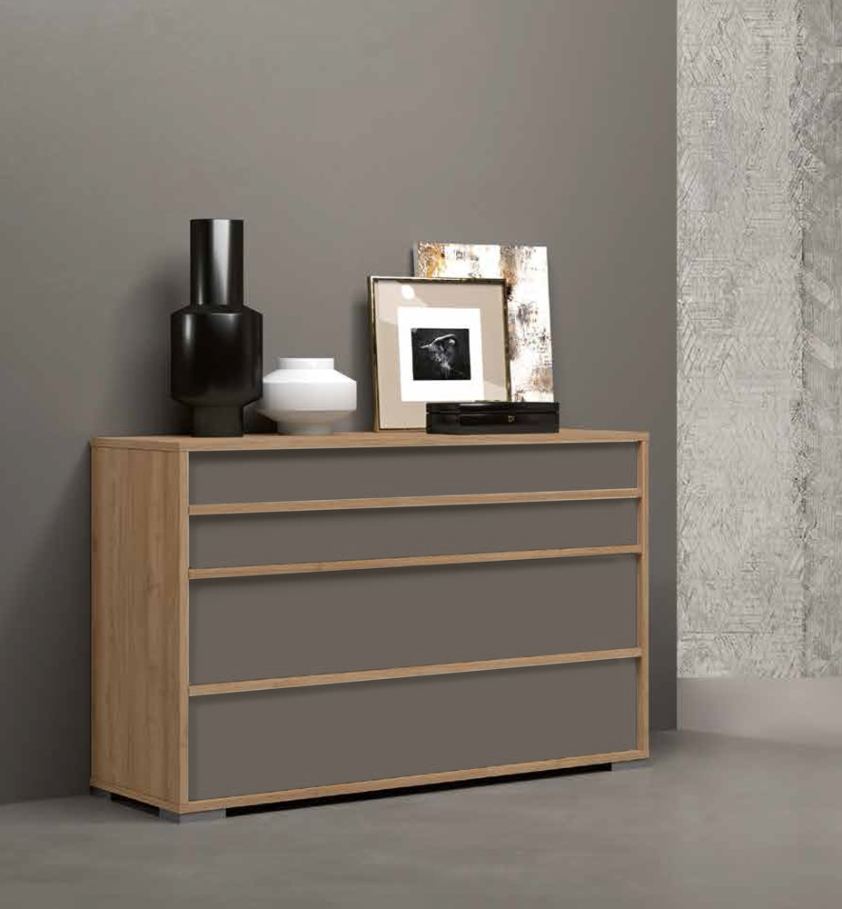 Set comò e comodini Noce biondo e Grigio cenere