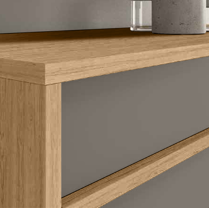 Comodini moderni Noce biondo e Grigio cenere