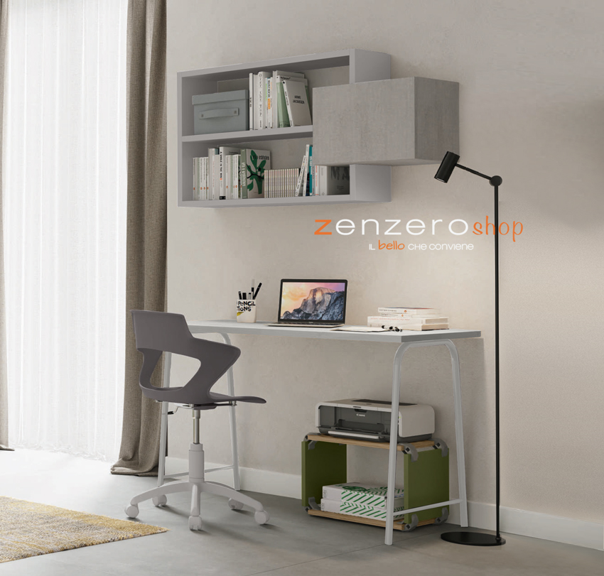 Scrivania moderna con gambe in metallo in finitura Grigio dorian