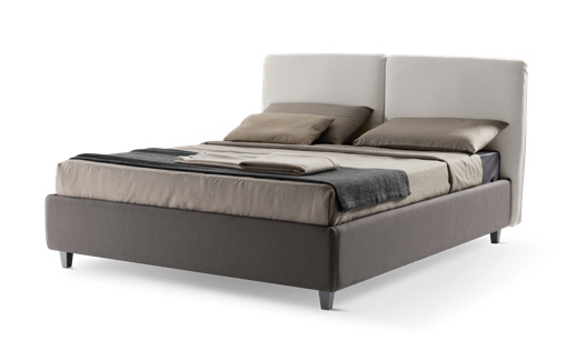 Letto matrimoniale Wezwen con contenitore in finitura grigio perla ed antracite