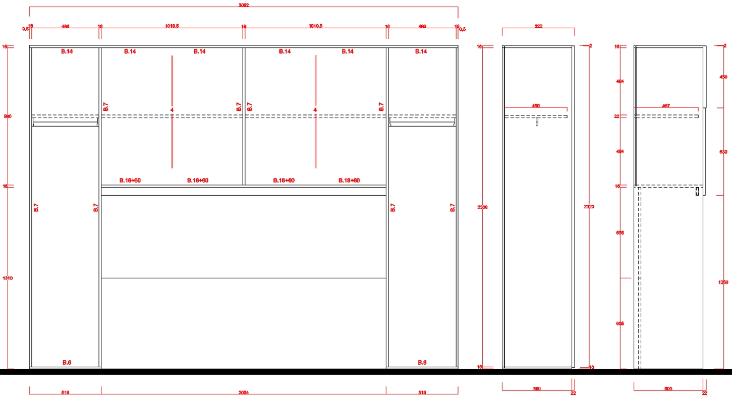 Armadio a ponte a 6 ante battenti bianco opaco e grigio