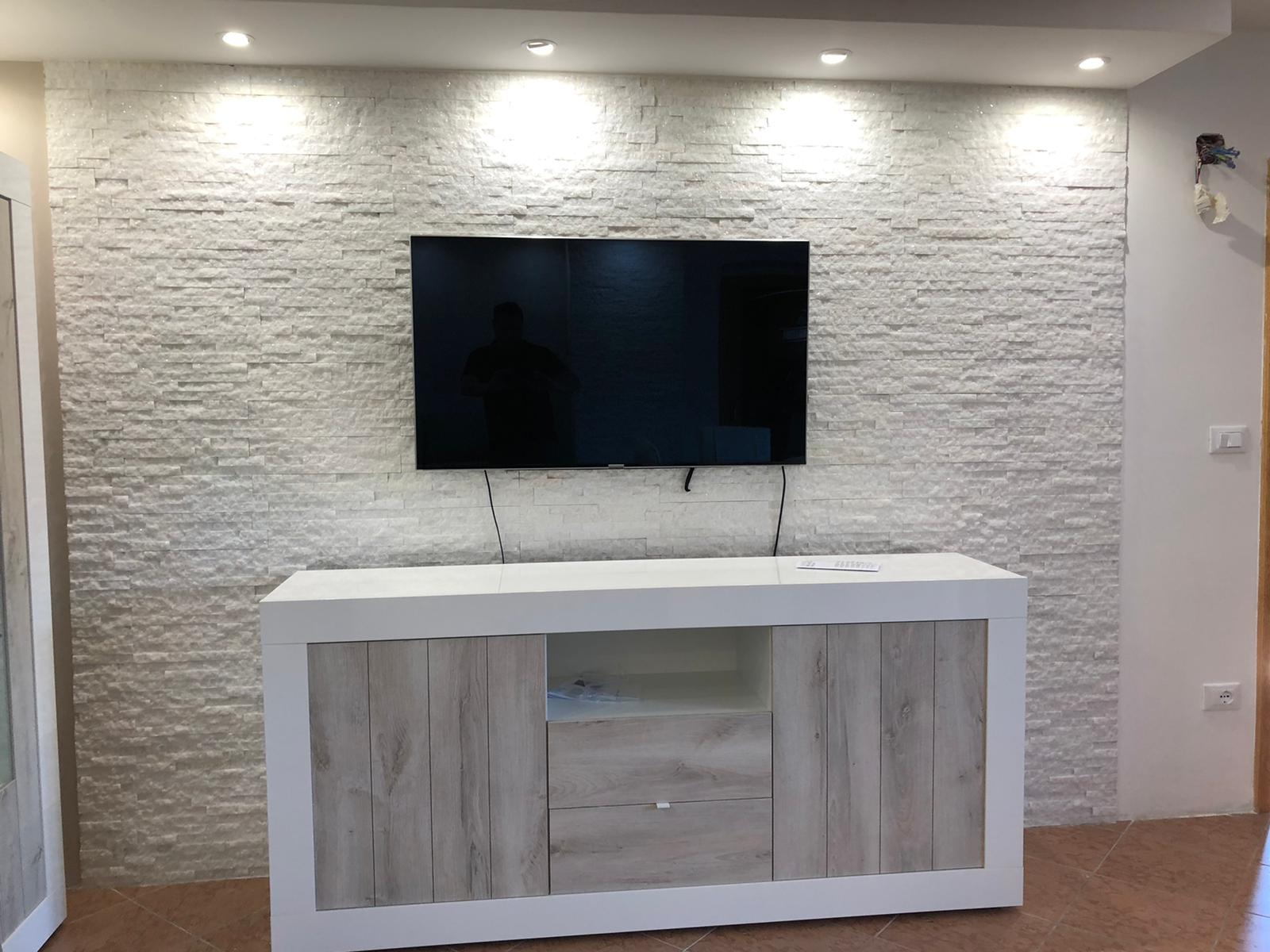 ACQUISTA ANCHE TU Madia moderna, 2 ante 2 cassetti in finitura Pino Bianco e Bianco Lucido