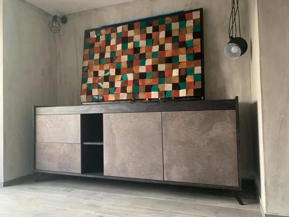 Madia Rovere tabacco e Ardesia chiara con 2 ante e 2 cassetti